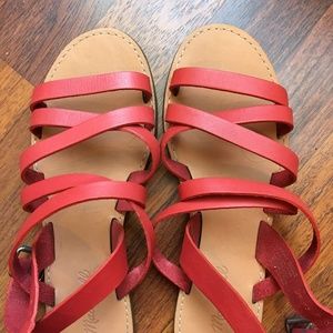 EUC Madewell 'The Boardwalk' Red Sandals